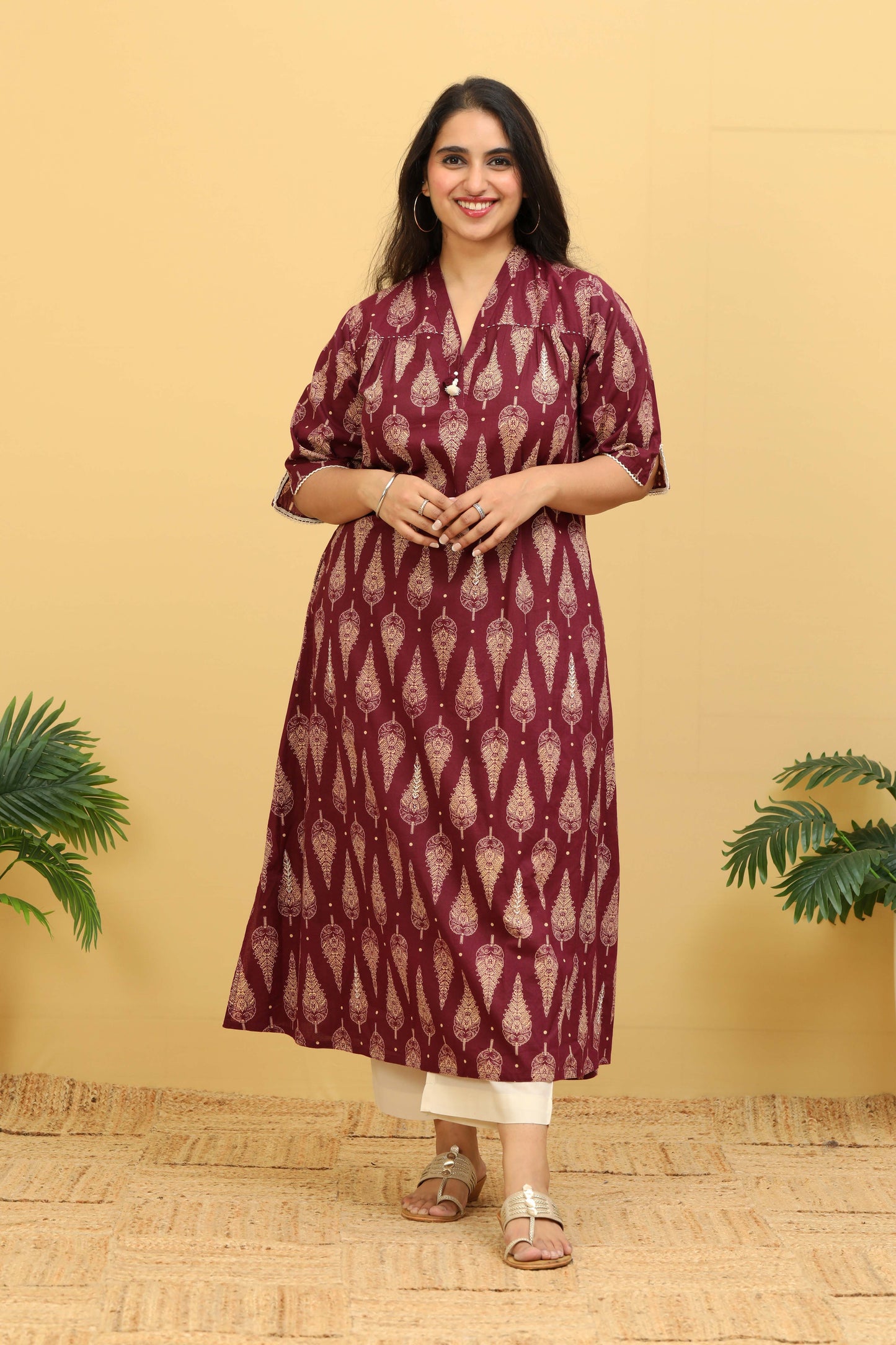 Piya Kurta Wine Red