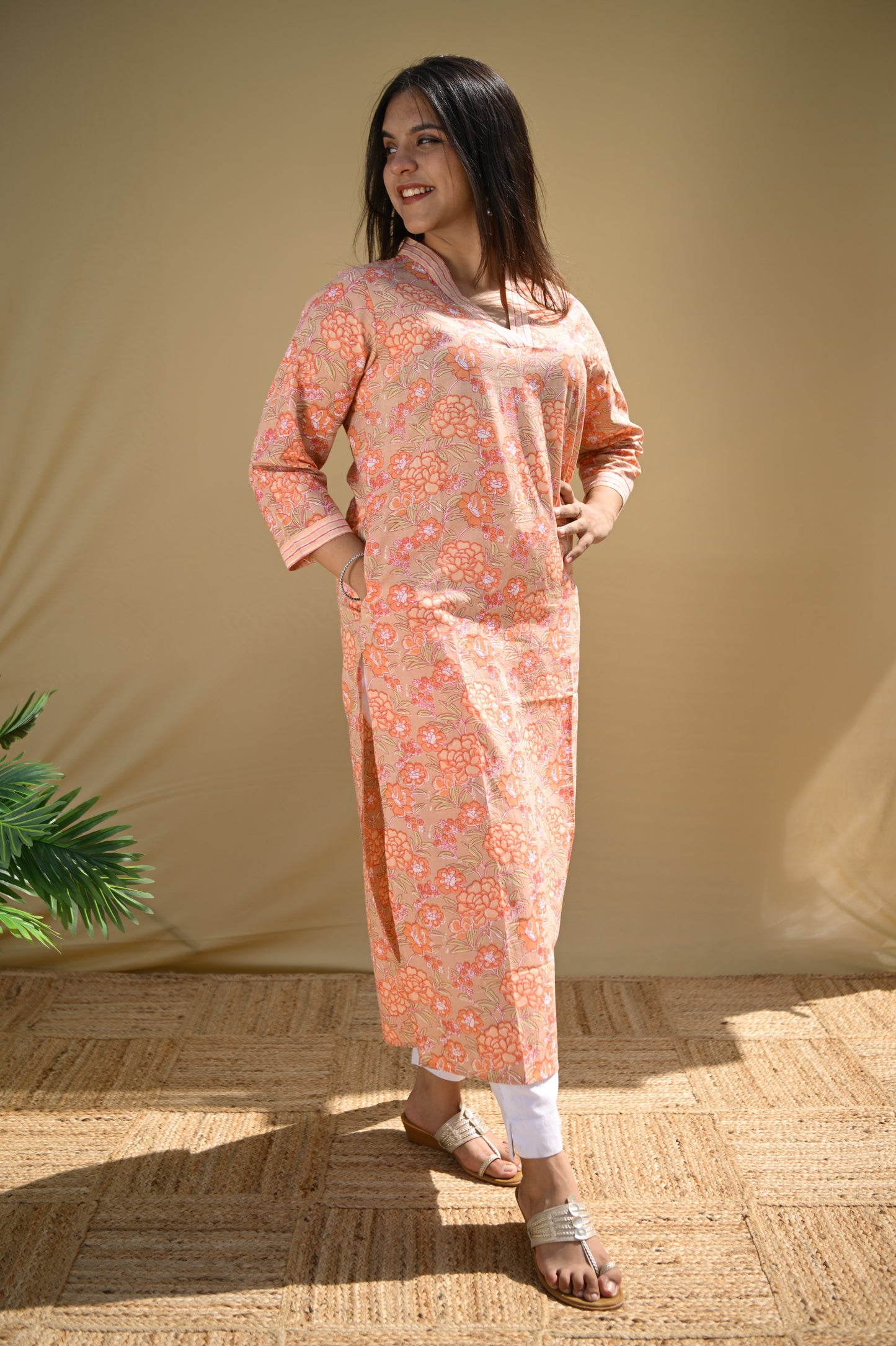 Amara Peach & Cream Kurta