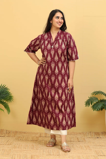 Piya Kurta Wine Red