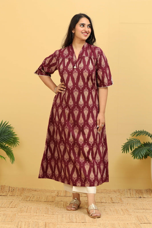 Piya Kurta Wine Red