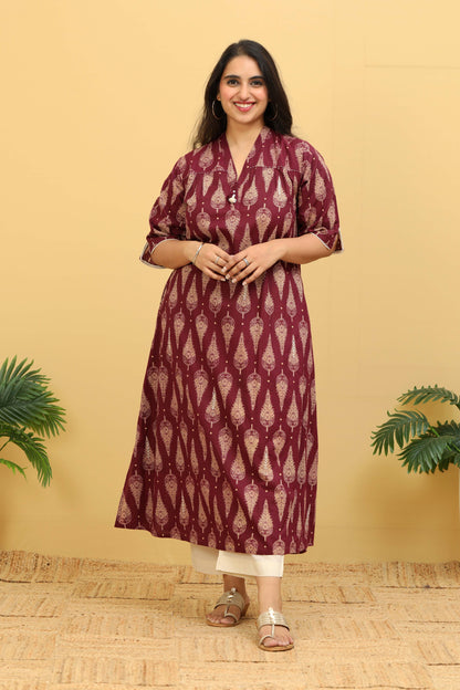 Piya Kurta Wine Red