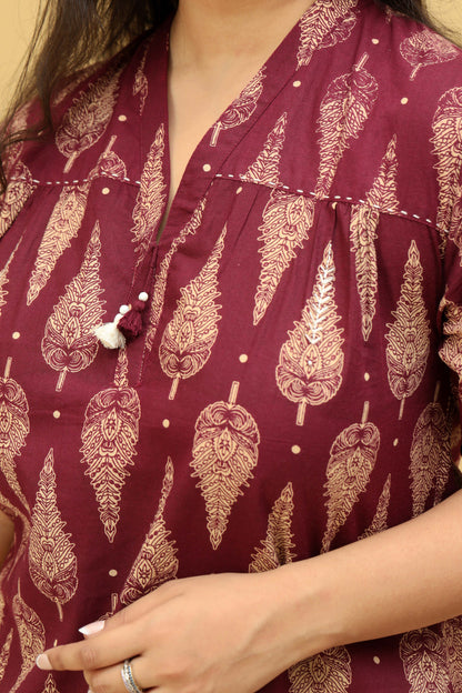 Piya Kurta Wine Red
